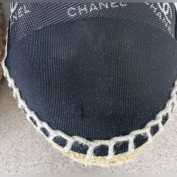 Chanel CC logo Mesh Grosgrain Cap Toe Black Espadrille Flats EU 37 US 6-6.5 - Picture 11 of 11
